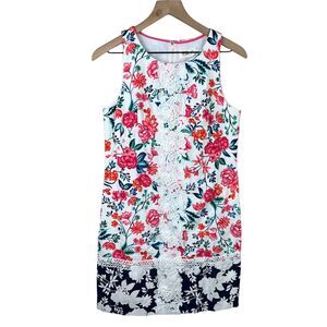 Eliza J Womens Multicolor Floral Embroidered Sleeveless Shift‎ Dress 6